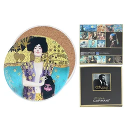 Carmani, keramični podstavek za skodelice, okrogel - G. Klimt/Judyta, Judith