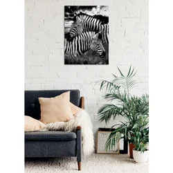 WallXpert slika na platnu DC374, dve zebre, crno-bela fotografija, 30 x 40 cm