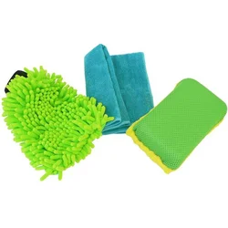 CarCo Set za čišćenje mikrofiber krpa + sunđer + rukavica