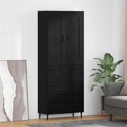 Highboard s ladicama 2 pcs Crni hrast Konstruirano drvo