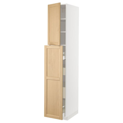 METOD / MAXIMERA Vis.elem. s izvl.funk. 4fi/1vr/2pol, bela/Forsbacka hrastovina, 40x60x220 cm