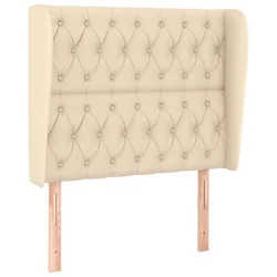 Vidaxl Vzglavje z ušesi krem 93x23x118/128 cm blago