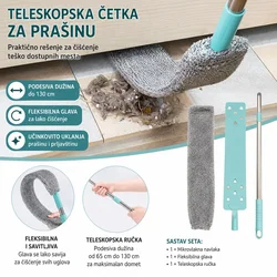 Teleskopska četka za prašinu sa mikrofiber navlakom – Fleksibilni čistač