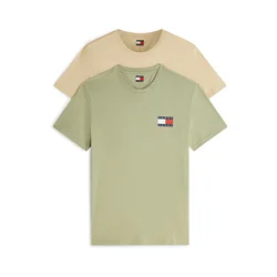 Tommy Jeans Majica bež/mornarska/pastelno zelena/rdeča