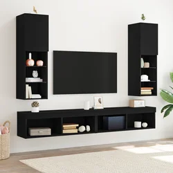 Set TV komoda Zidne 2 pcs Crni hrast 30,5 x 30 x 102 cm