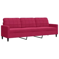 Vidaxl Kavč trosed vinsko rdeč 210 cm žamet