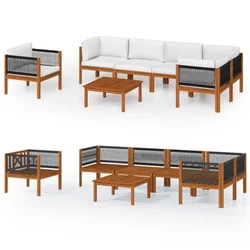 Vrtni set za sjedenje s jastucima, 7 dijelova, krem, 63x63 cm