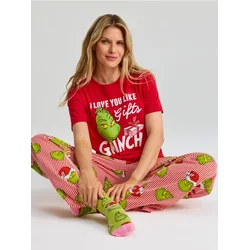 Sinsay - Dvodelna pamučna pidžama Grinch - crvena