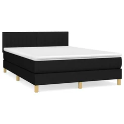 Vidaxl Box spring posteljni z vzmetnico črn 140x190 cm blago
