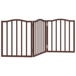 Vidaxl Vrata za pse zložljiva 3 paneli rjava 150 cm topolovina