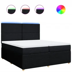 Vidaxl Box spring postelja z vzmetnico črn 200x200 cm blago