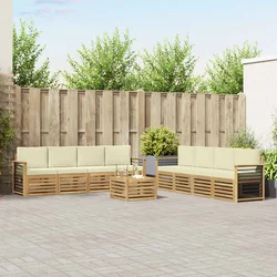 Setovi sofa s jastukom 9 pcs Bijela i krem Poliester