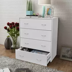 Komoda s 4 ladice 60 x 30,5 x 71 cm bijele