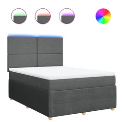 Vidaxl Box spring postelja z vzmetnico temno siva 160x200 cm blago
