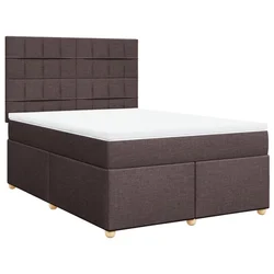 Vidaxl Box spring postelja z vzmetnico temno rjav 140x190 cm blago