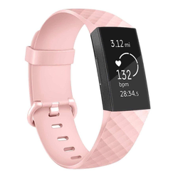 BStrap Fitbit Charge 3 Silicone Diamond (Small) pašček, Sand Pink