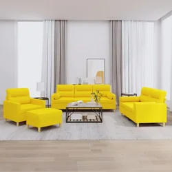 4-dijelni set sofa s jastucima svjetložuti od tkanine