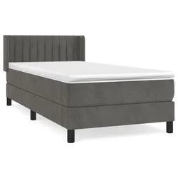 Vidaxl Box spring postelja z vzmetnico temno siv 90x190 cm žamet