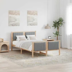 Okvir kreveta s uzglavljem Smeđa i svijetlo siva 120 x 190 cm