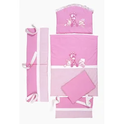 Tri drugara Set posteljine za krevetac sa ogradicom, Roze