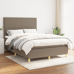 Vidaxl Box spring postelja z vzmetnico taupe 140x190 cm blago