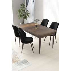 Hanah Home Set Trpezarijski sto i 4 stolice Nil, Braon-crni