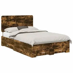 Vidaxl Konstrukcija postelje z vzglavjem Dimljeni oreh 120 x 200 cm