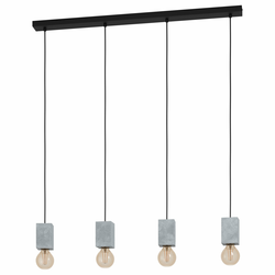 EGLO Viseća lampa PRESTWICK 3 4xE27 92 cm crna/beton 43598