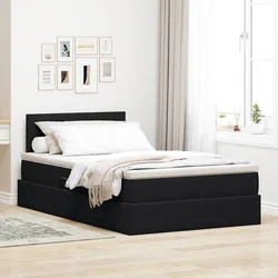 Krevet s od storage s madracem Crna 120 x 200 cm Baršun