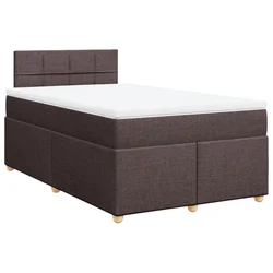 Vidaxl Box spring postelja z vzmetnico temno rjav 120x200 cm blago