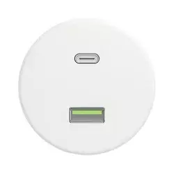 Kliklap - Retro USB utičnica A+C bez okvira snežno-bela