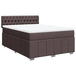 Vidaxl Box spring postelja z vzmetnico temno rjava 140x200 cm blago