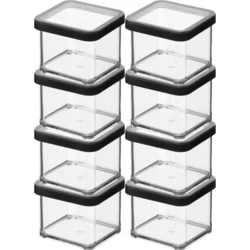 Rotho Plastične posode za priboljške, krmo, kvadratne 8x500ml, črne,