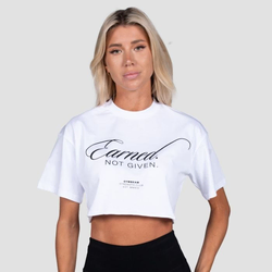 GymBeam Women‘s Earned Cropped T-shirt White