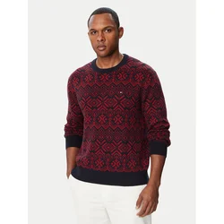 Tommy Hilfiger Pulover Fairisle MW0MW44815 Bordo rdeča Regular Fit