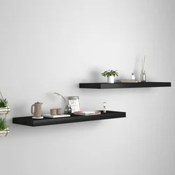 Plutajuće zidne police 2 kom crne 90 x 23,5 x 3,8 cm MDF