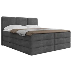 MID.YOU POSTELJA BOXSPRING 180 cm  x 200 cm , les, tekstil, leseni material antracit