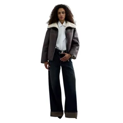 REPLAY Ženska jakna u shearling stilu s kožnim efektom