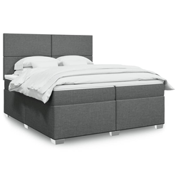 vidaXL Box spring postelja z vzmetnico temno siva 200x200 cm blago