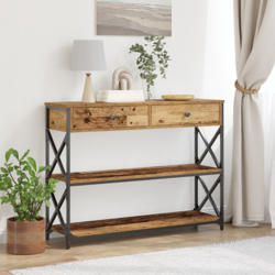 Konzolna stolica s ladicama Staro drvo 100 x 28 x 75 cm
