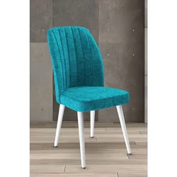 Hanah Home set trpezarijskih stolica Platinum 8 kom, tirkizna tkanina Jerry, bele metalne noge