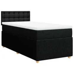 Vidaxl Box spring postelja z vzmetnico črna 100x200 cm blago