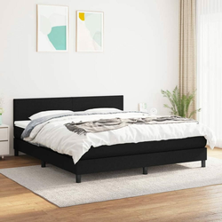 Greatstore Box spring postelja z vzmetnico črna 160x200 cm blago