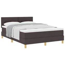 Vidaxl Postelja z vzmetnico z blazino Temno rjava 140 x 200 cm blago