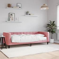 Dnevni krevet s madracem ružičasti 80 x 200 cm baršunasti
