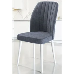 Hanah Home set trpezarijskih stolica Etra 6 kom, dimno siva tkanina Jerry, bele drvene noge