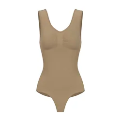 cfab Oblikovanje postave Tank Bodysuit Sculpting Shapewear mit String rjava