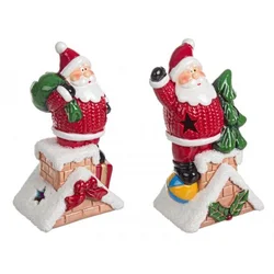 Figura Deda Mraz na krovu, LED svetlo, keramika 9151880