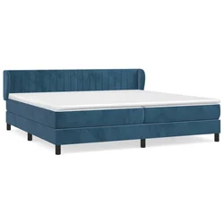Vidaxl Box spring postelja z vzmetnico temno modra 200x200 cm žamet