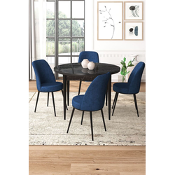 Hanah Home Set Trpezarijski sto i 4 stolice, Tamnoplavi